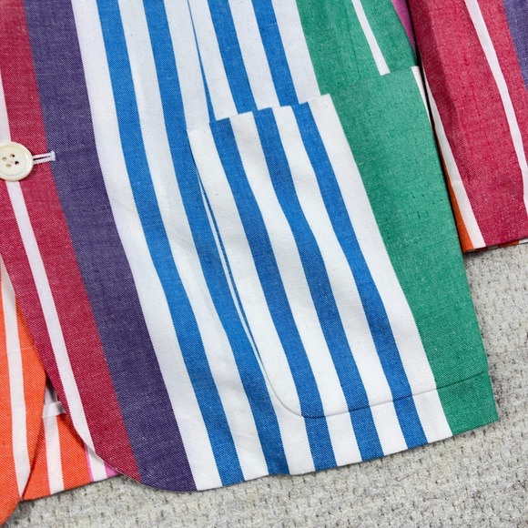 Vintage Ralph Lauren Jacket Women 10 Blazer Sport Coat 80s 90s Multi Rainbow Fun - Picture 7 of 15